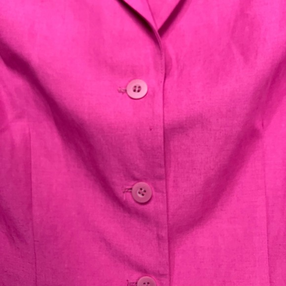 Laura Scott Women's Blazer Jacket Pink Linen Blend Short Sleeve Button Front  18 - Picture 3 of 10